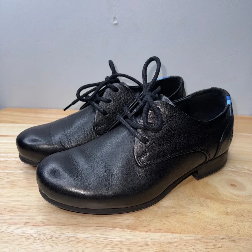 John Fluevog CBC Black Pebbled Leather Derby Oxford Shoes Mens 7 Womens 9